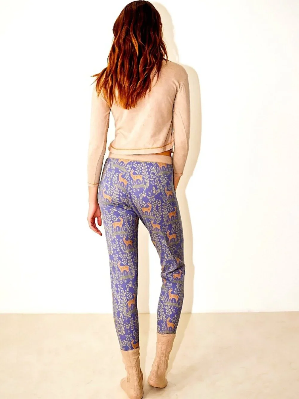 NWT Free People Chill Evening Pajama Set Sleepwear Deer Print Size Small